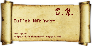 Duffek Nándor névjegykártya