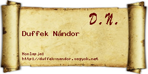 Duffek Nándor névjegykártya