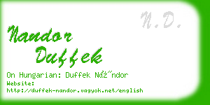 nandor duffek business card